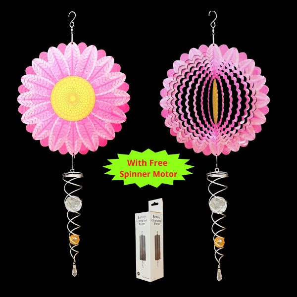 30cm Wind Spinners - Pink Flower - SR-WS-032
