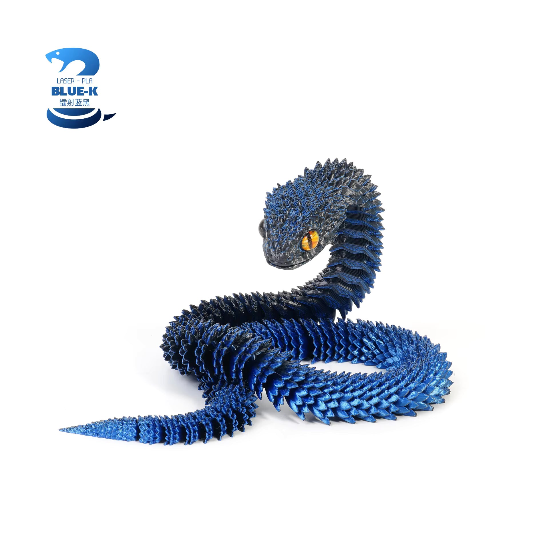 3D Printed Snake - Small Blue Black