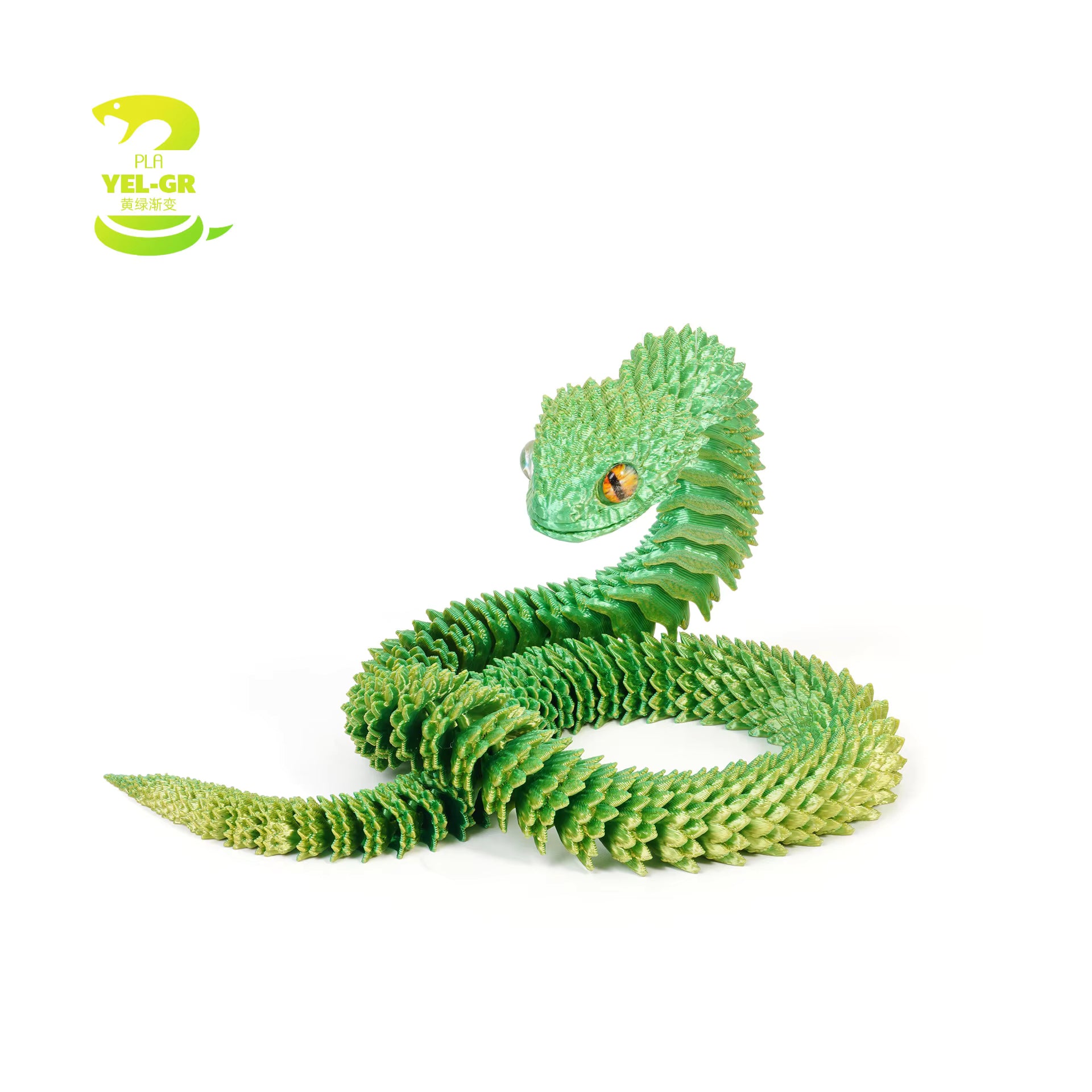 3D Printed Snake - Small Green Mix