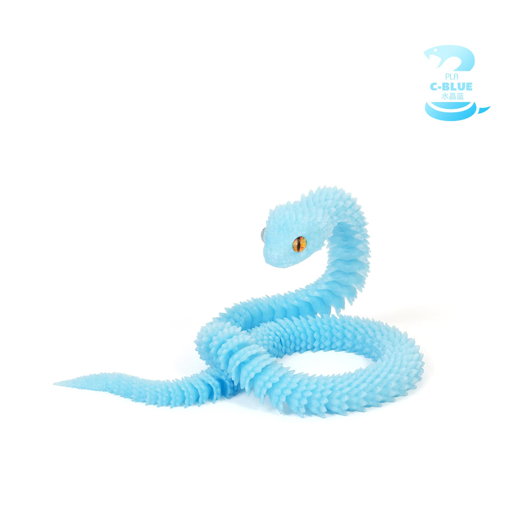 3D Printed Snake - Small Icy Blue Glitter