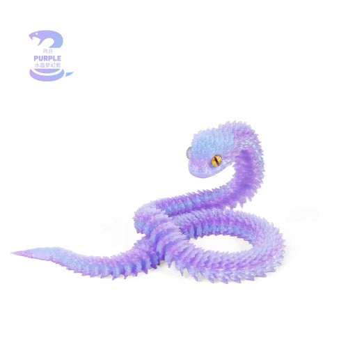 3D Printed Snake - Small Purple Blue Glitter