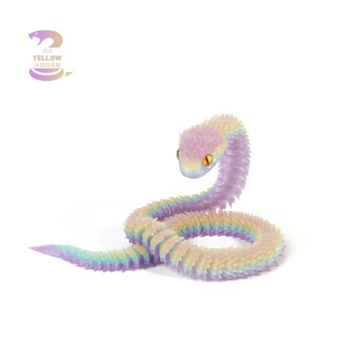 3D Printed Snake - Small Yellow Blue Purple Glitter