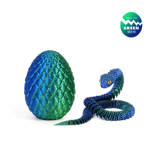 3D Printed Snake in Egg - Laser Green