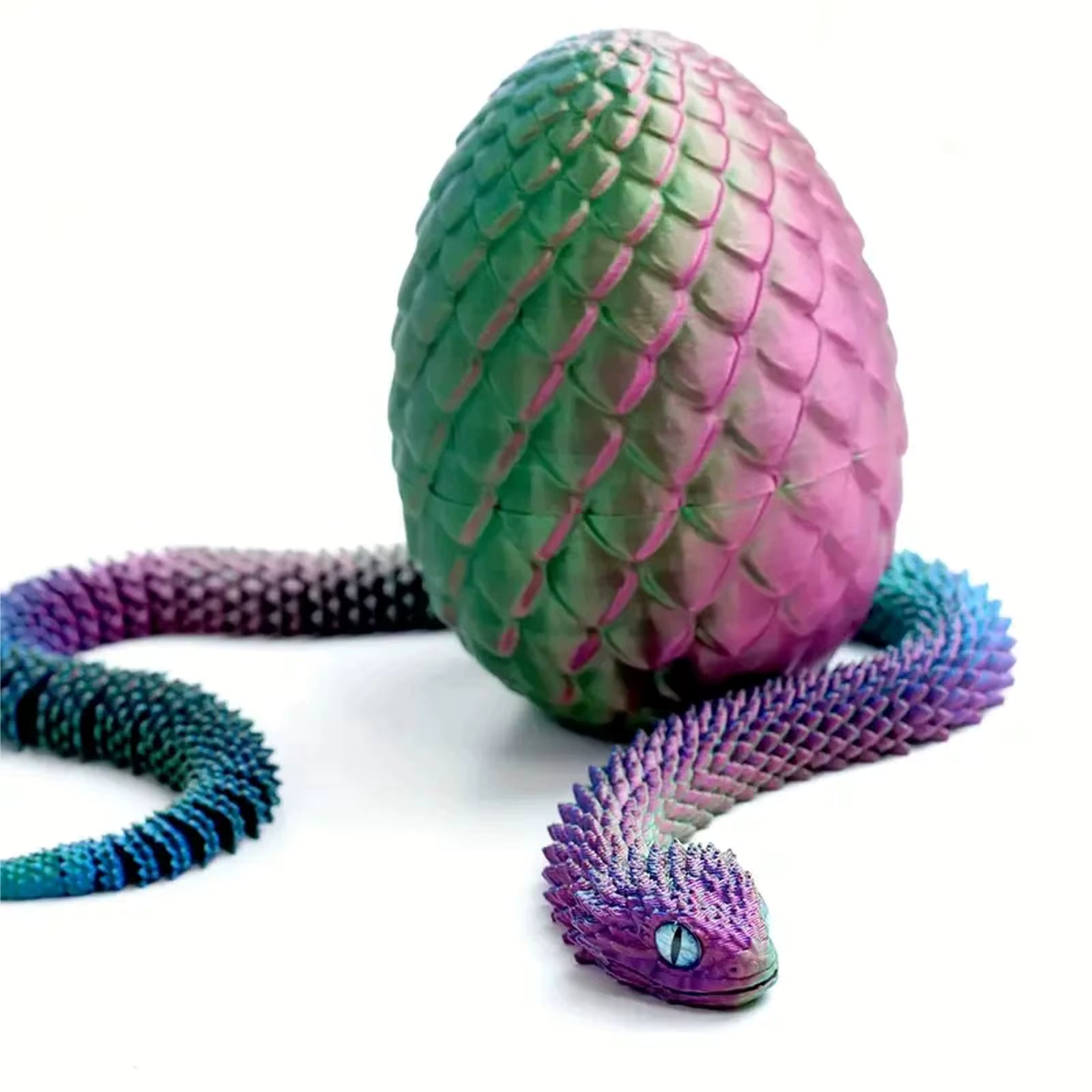 3D Printed Snake in Egg - Purple Green Blue