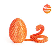 3D Printed Snake in Egg - Red Gold