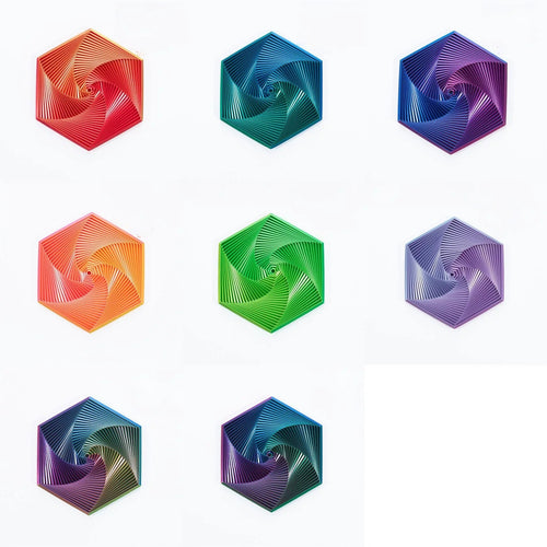3D Printed Hexagonal Fidget Toy-Small Colourful No.1 - Mooroolbark Wool