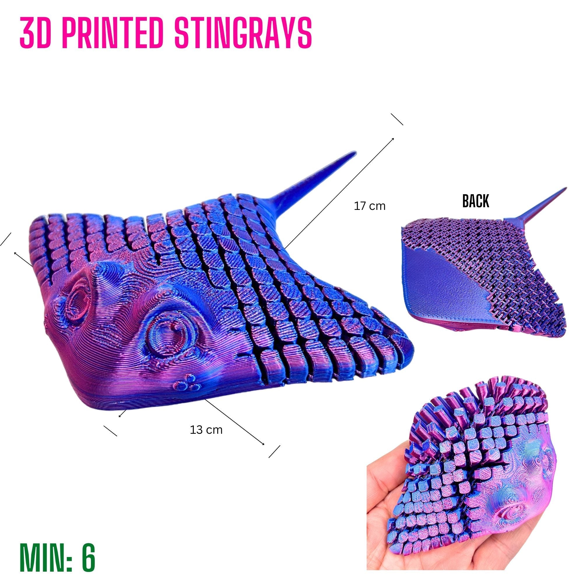 3D Printed Stingray - Purple - Mooroolbark Wool