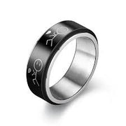 Anxiety Ring Fidget - Black Silver Stick Man