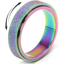 Anxiety Ring Fidget - Frosted Rainbow Mooroolbark Wool