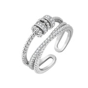 Anxiety Ring Fidget - Silver Adjustable Beads - Mooroolbark Wool