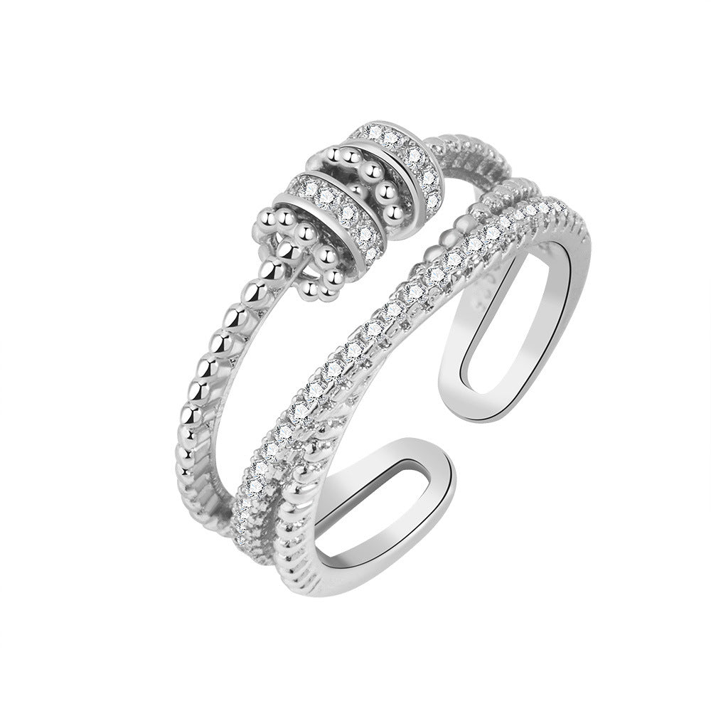 Anxiety Ring Fidget - Silver Adjustable Beads - Mooroolbark Wool