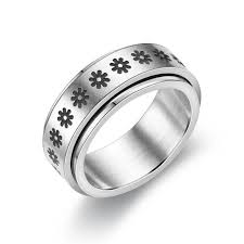 Anxiety Ring Fidget - silver Flower
