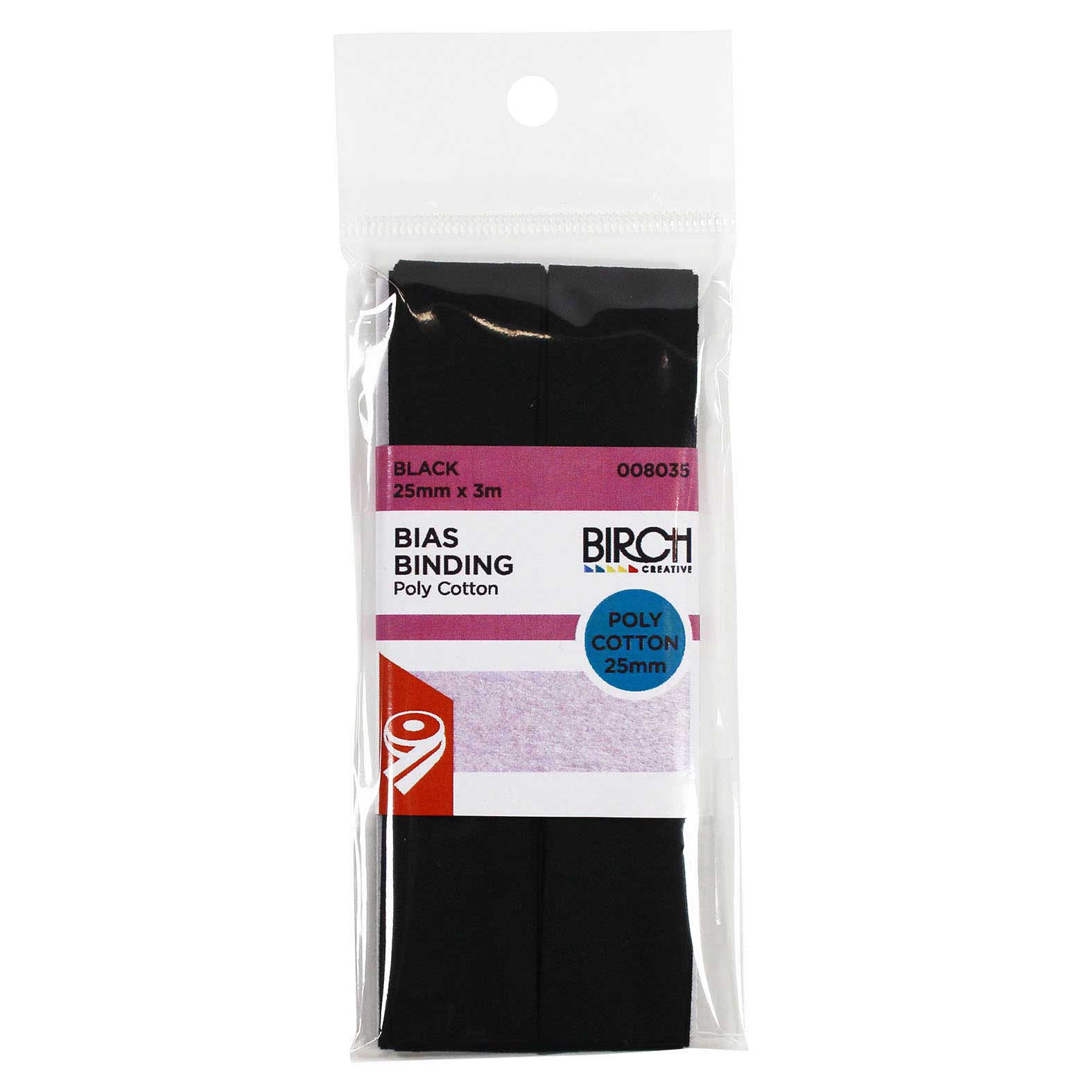 Birch Bias Binding 25mm x 3m - Black 008035