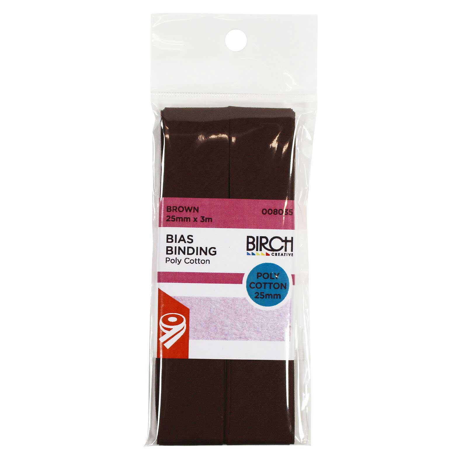 Birch Bias Binding 25mm x 3m - Brown 008035