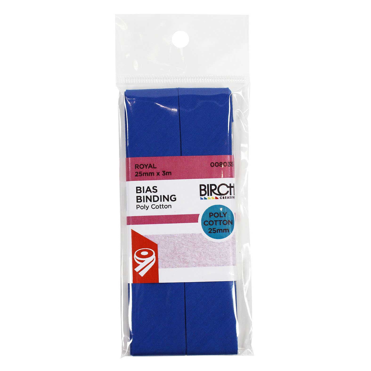Birch Bias Binding 25mm x 3m - Royal 008035
