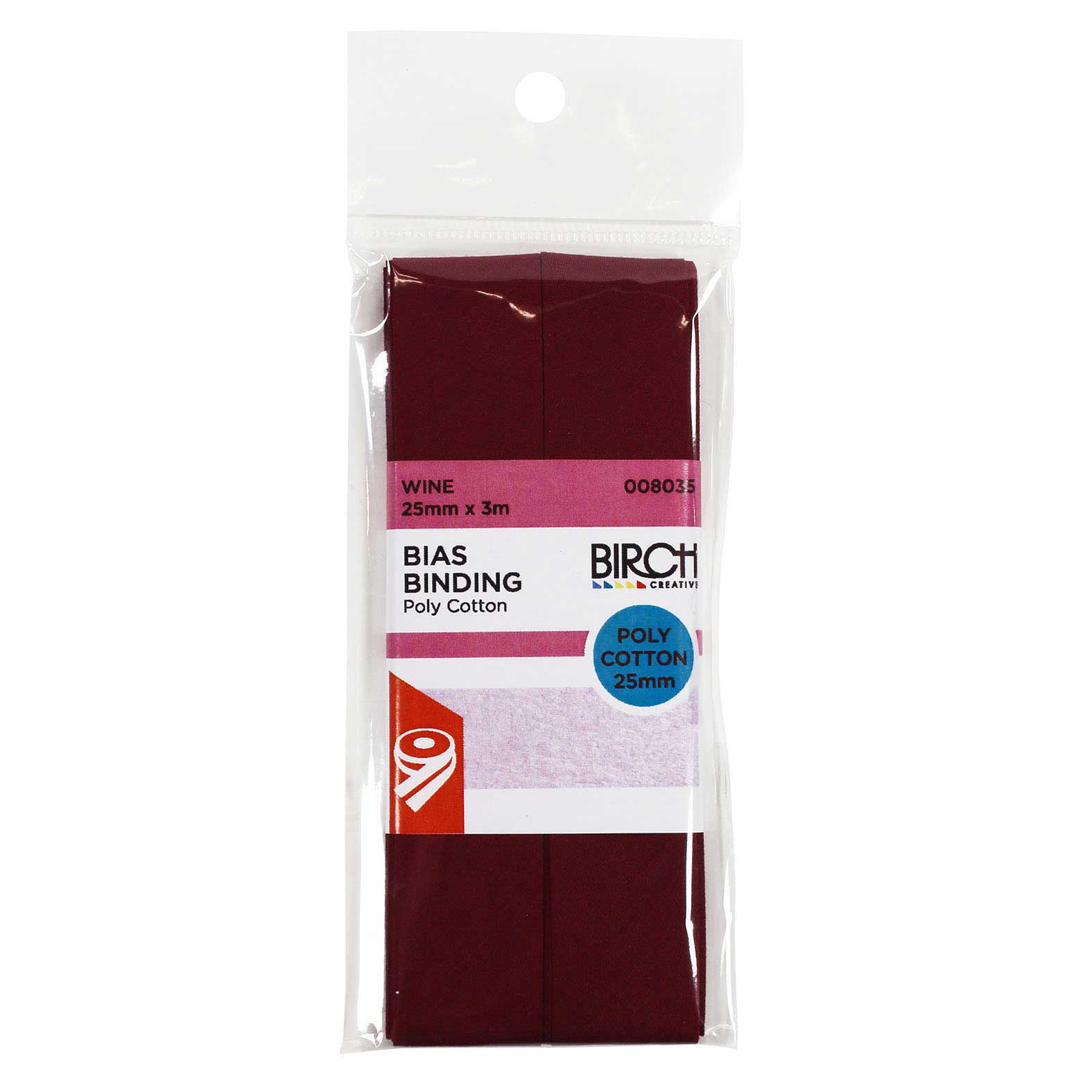 Birch Bias Binding 25mm x 3m - Wine 008035