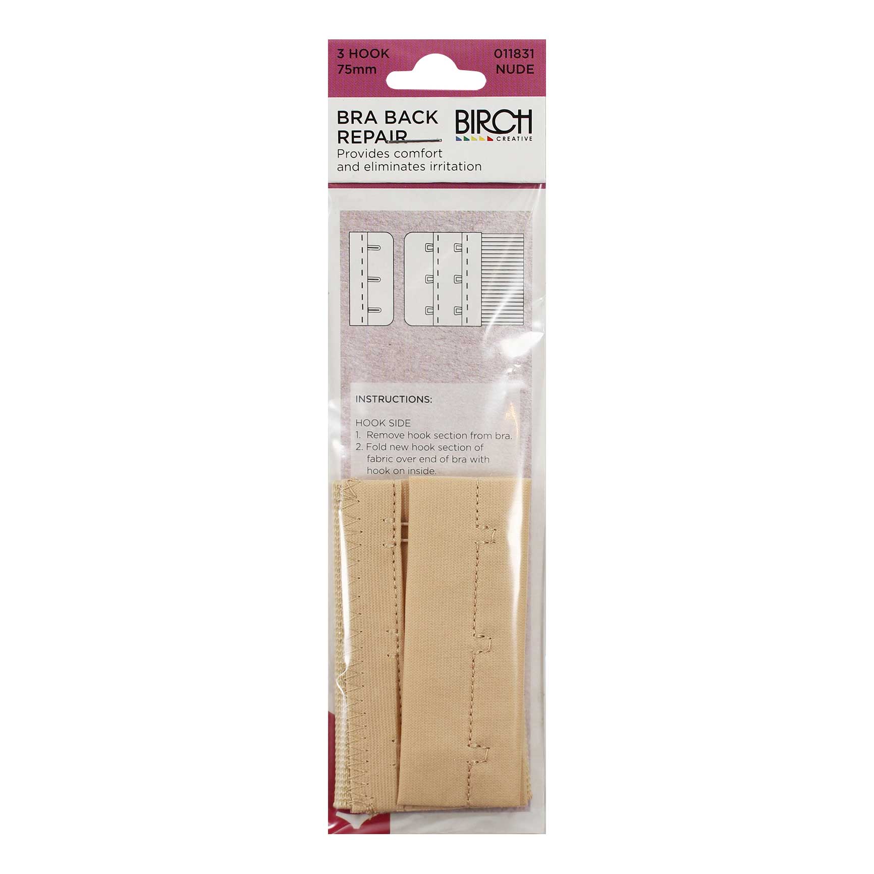 Birch Bra Back Repair 3 Hook 75mm Nude - 011831