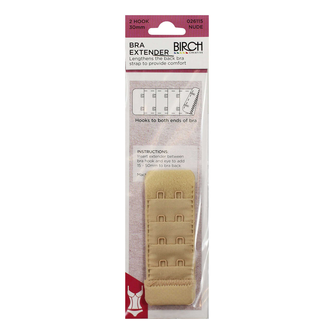 Birch Bra Extender 2 Hook 30mm Nude - 026115