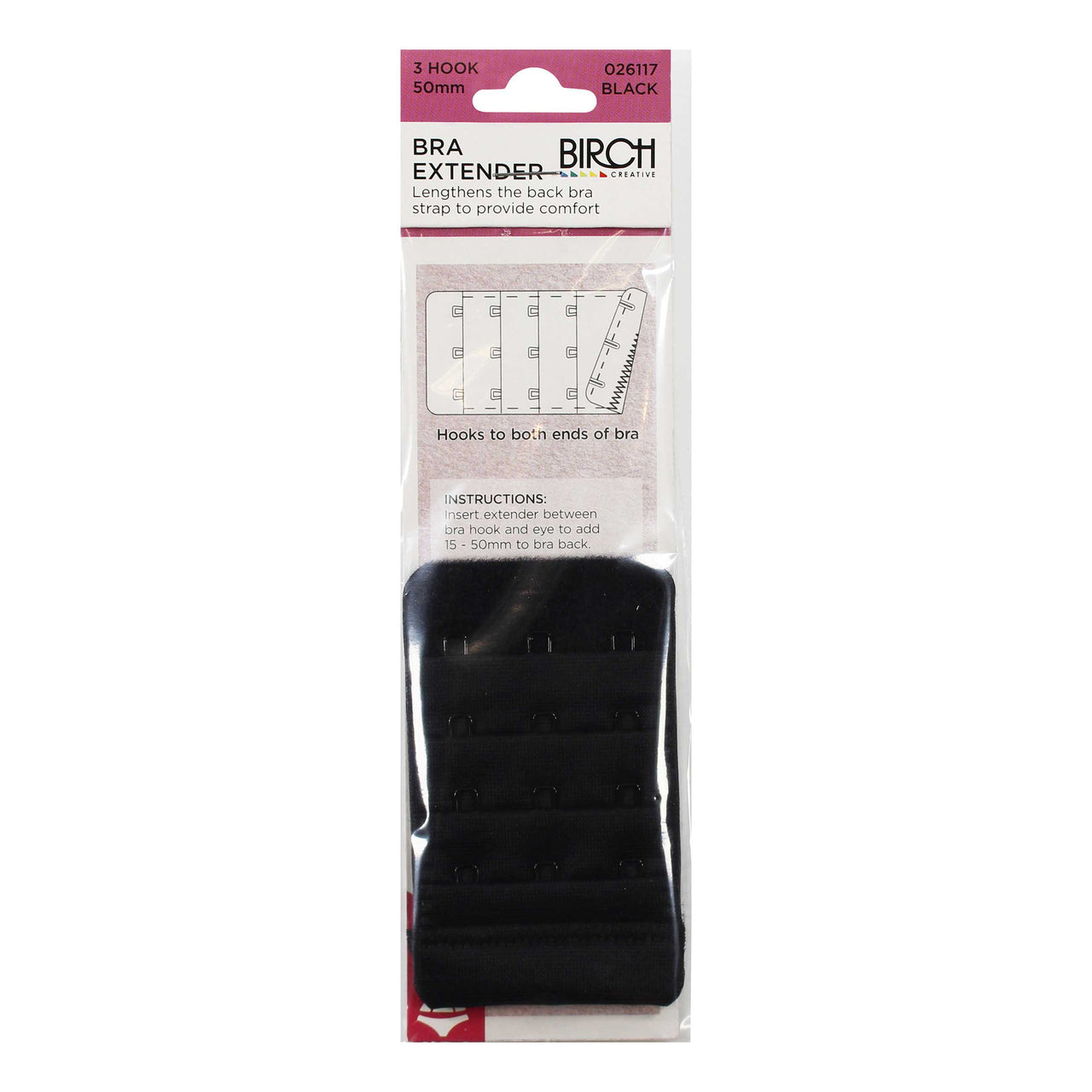 Birch Bra Extender 3 Hook 50 mm Black - 026117
