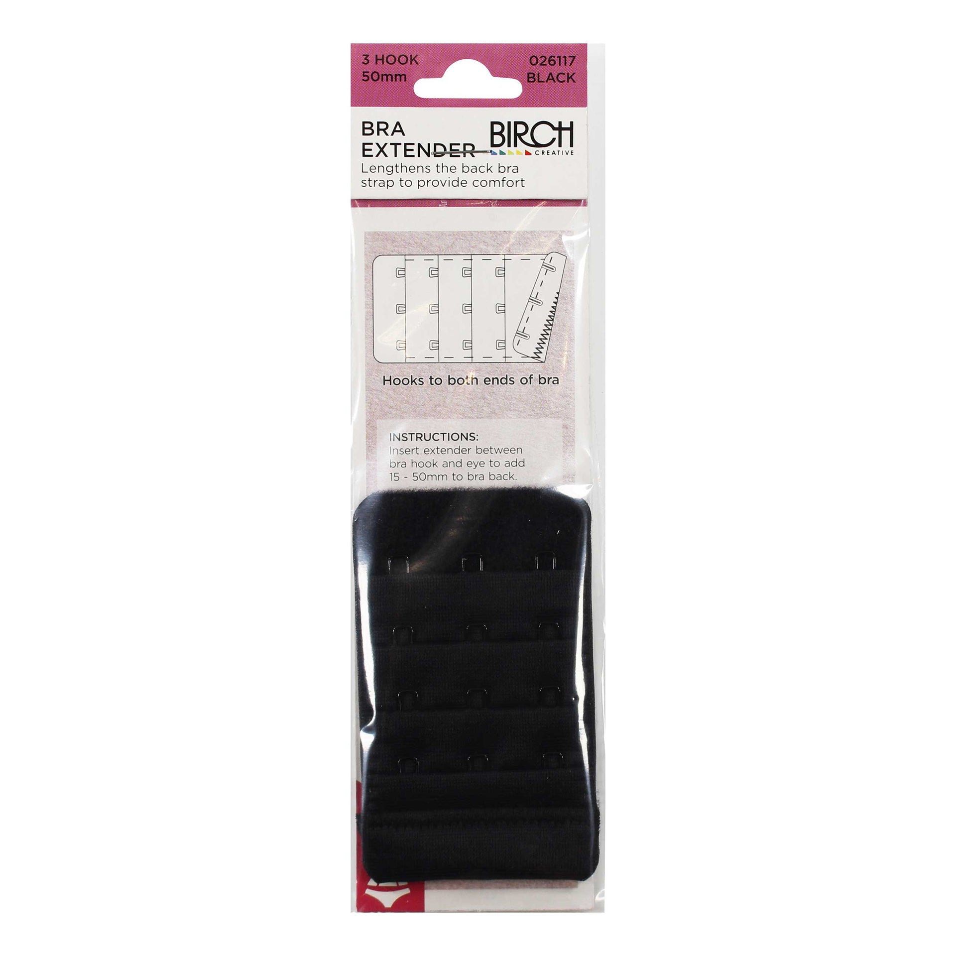 Birch Bra Extender 3 Hook 50 mm Black - 026117