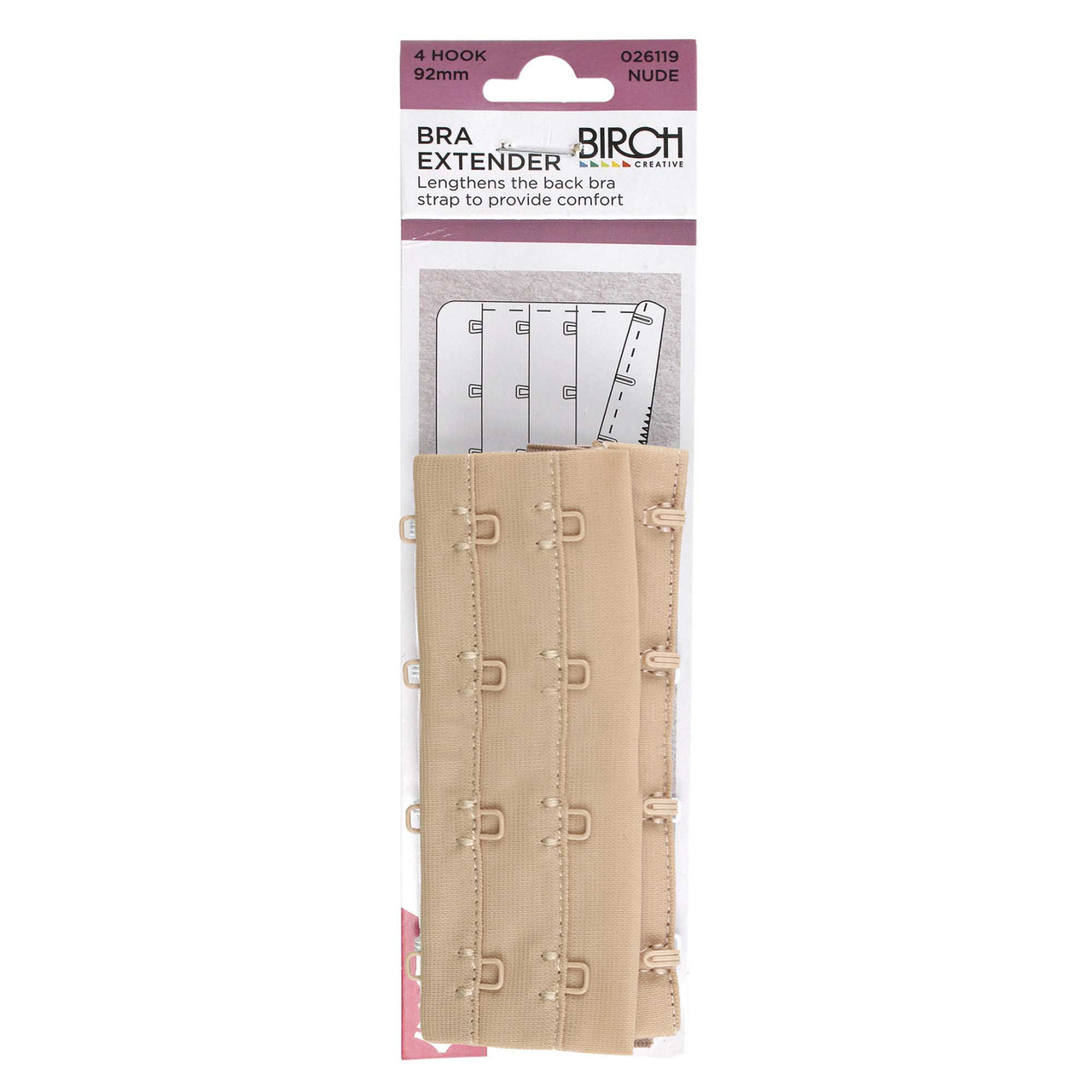 Birch Bra Extender 4 Hook 92mm Nude - 026119