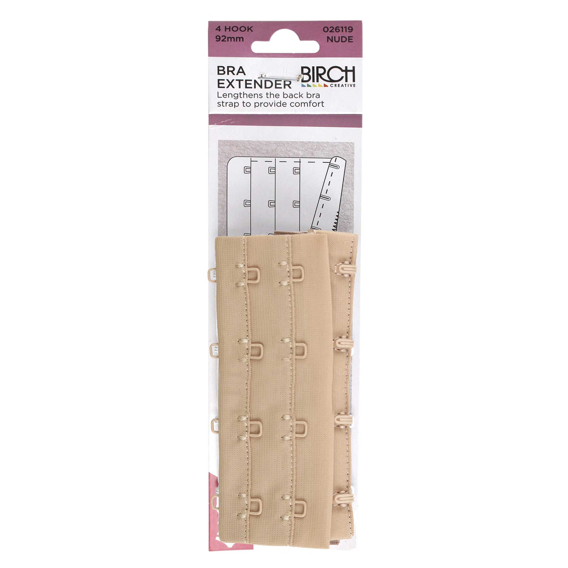 Birch Bra Extender 4 Hook 92mm Nude - 026119