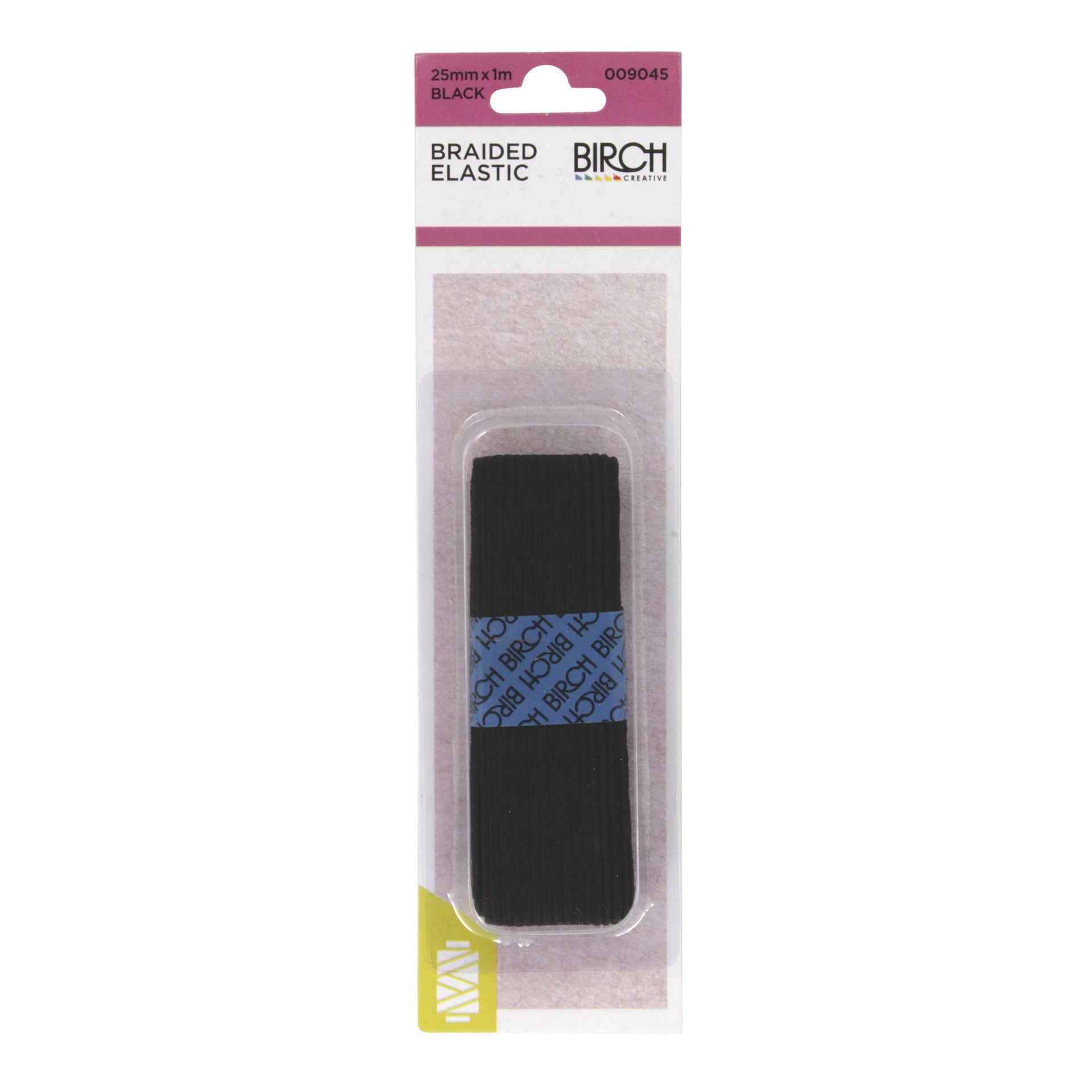 Birch Braided Elastic Black 25mm - 009045