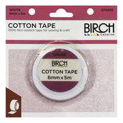 Birch Cotton Tape White 6mm 070255