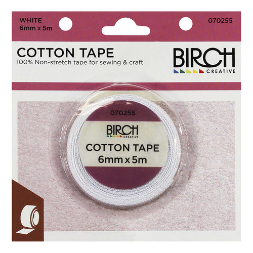 Birch Cotton Tape White 6mm 070255