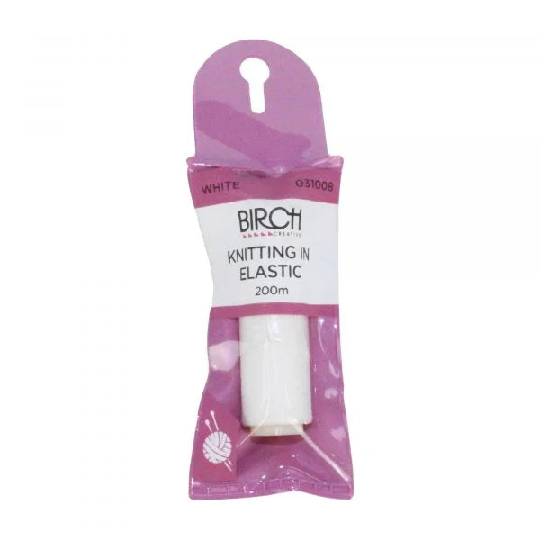Birch Knitting In Elastic 200 metres 031008 White