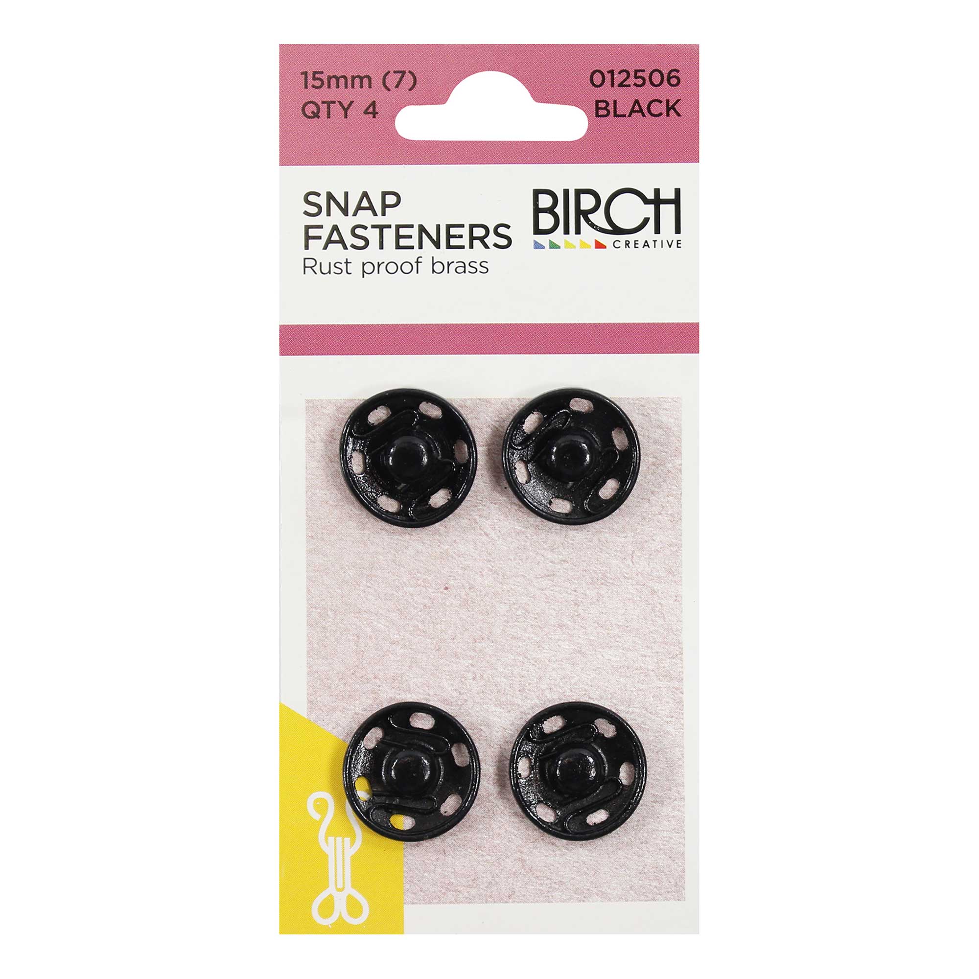 Birch Snap Fasteners Black 15mm