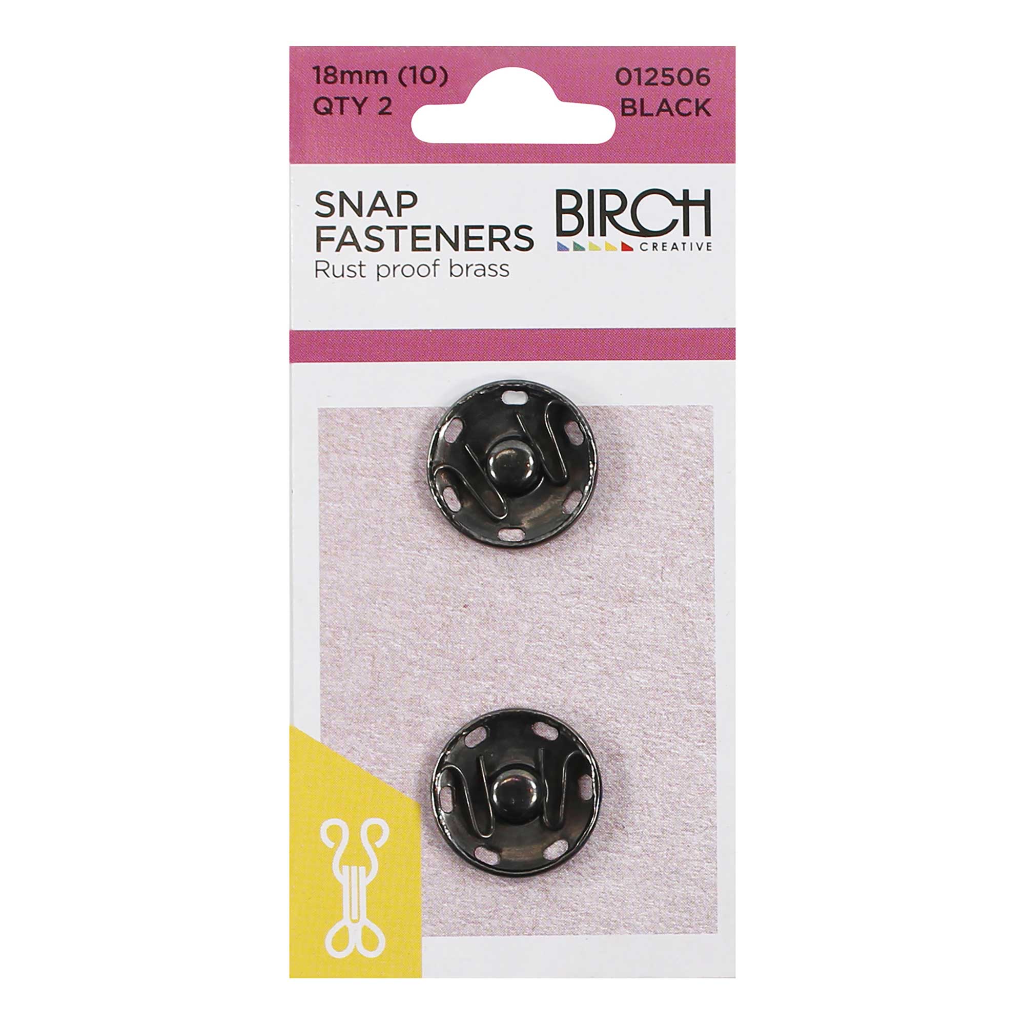 Birch Snap Fasteners Black 18mm
