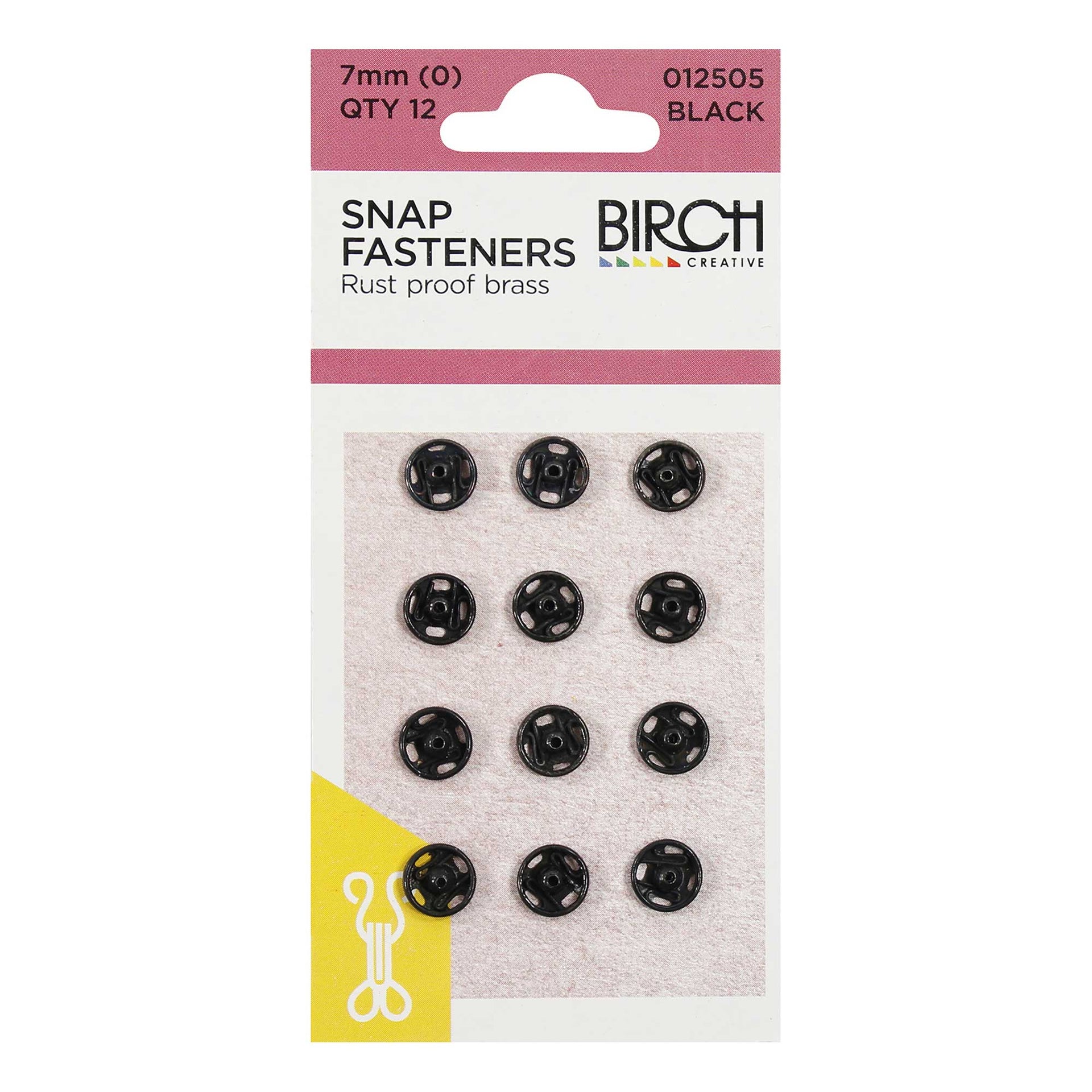 Birch Snap Fasteners Black 7mm