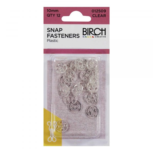 Birch Snap Fasteners Clear 10mm