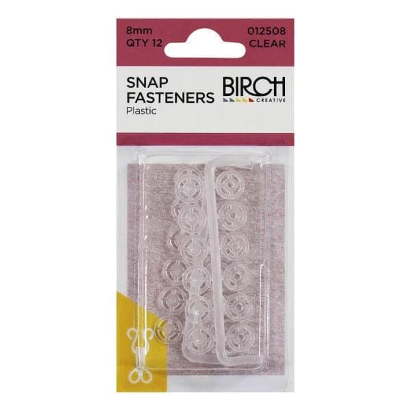Birch Snap Fasteners Clear 8mm
