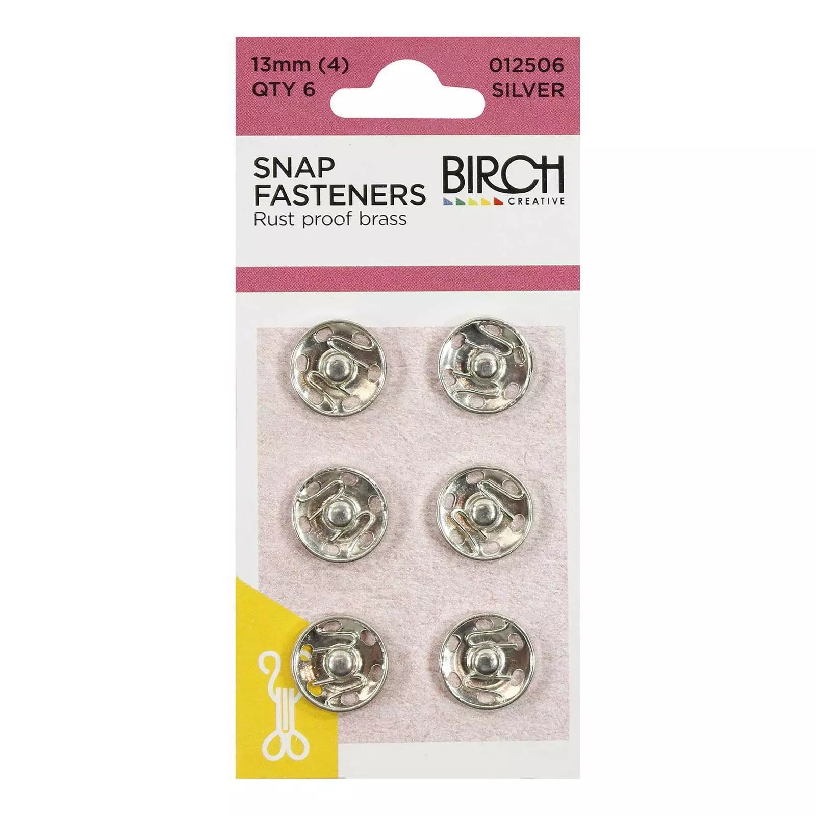 Birch Snap Fasteners Silver 13mm