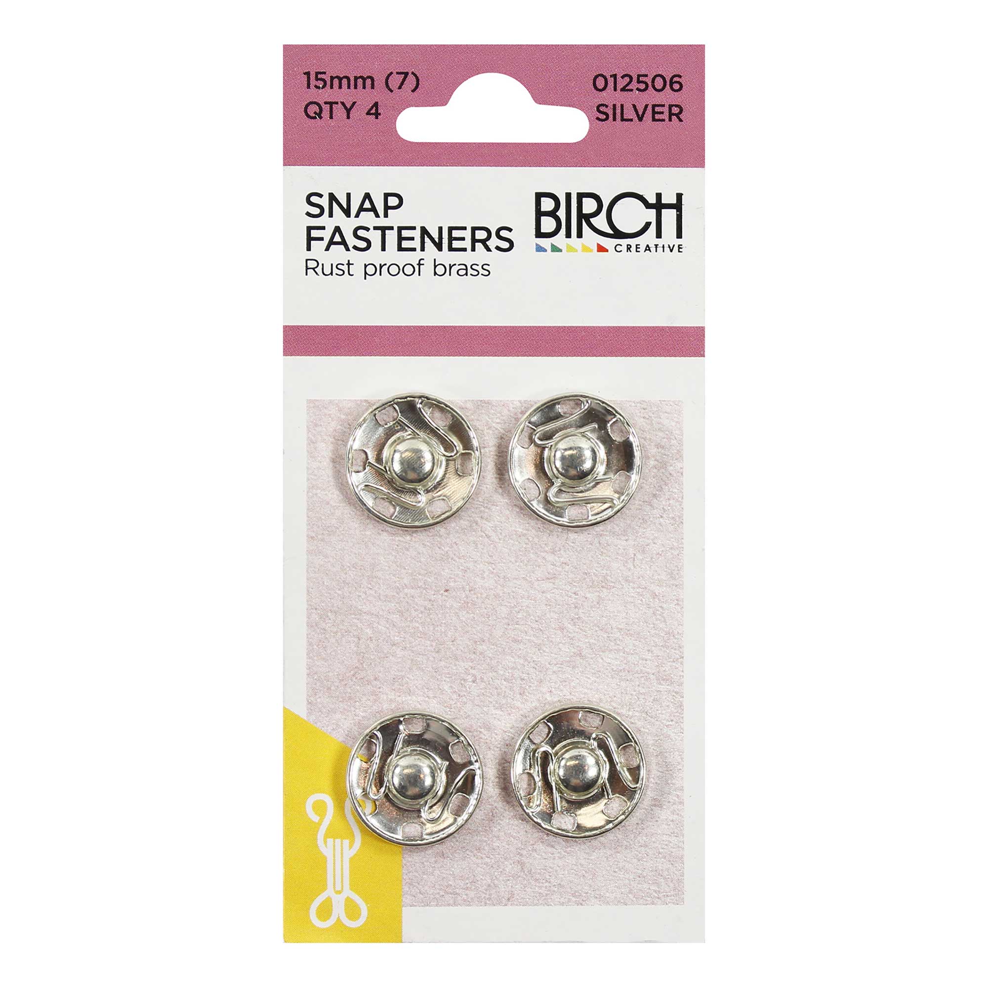 Birch Snap Fasteners Silver 15mm