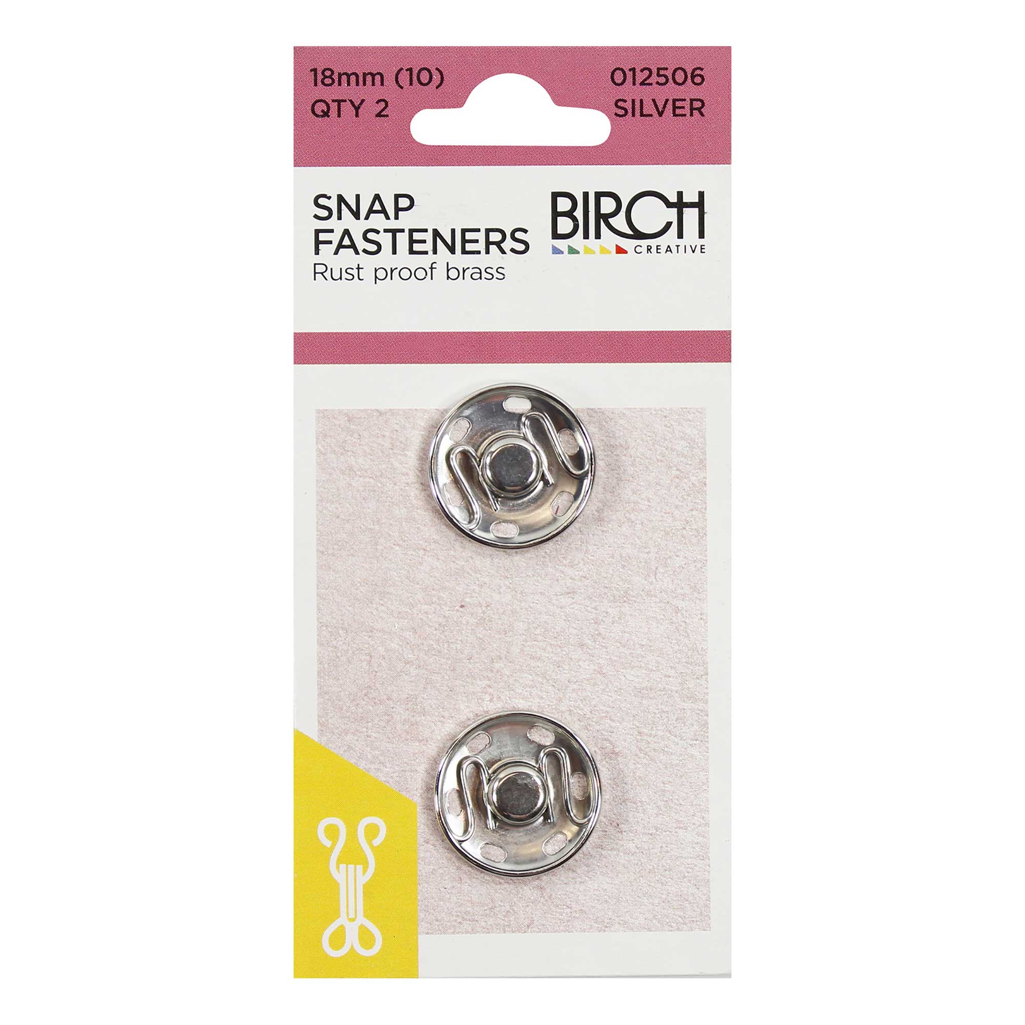 Birch Snap Fasteners Silver 18mm