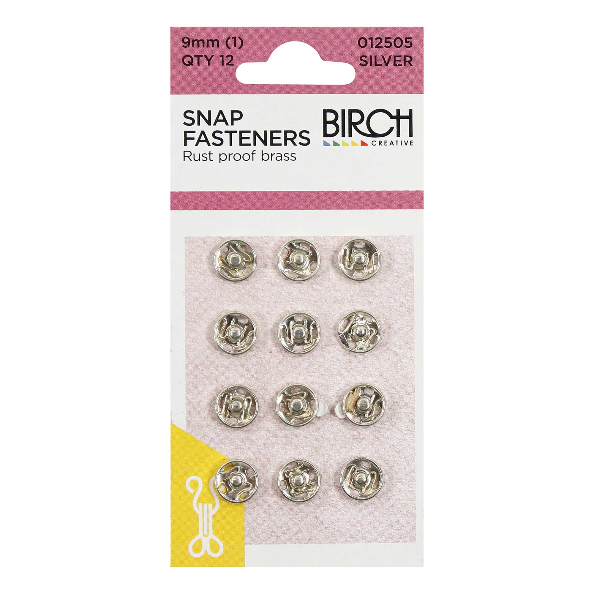 Birch Snap Fasteners Silver 9mm