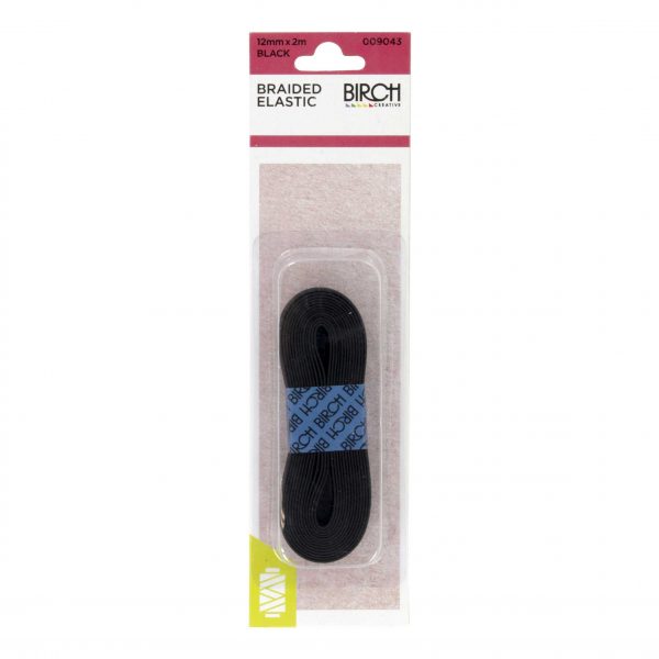 Birch Braided Elastic Black 12mm - 009043