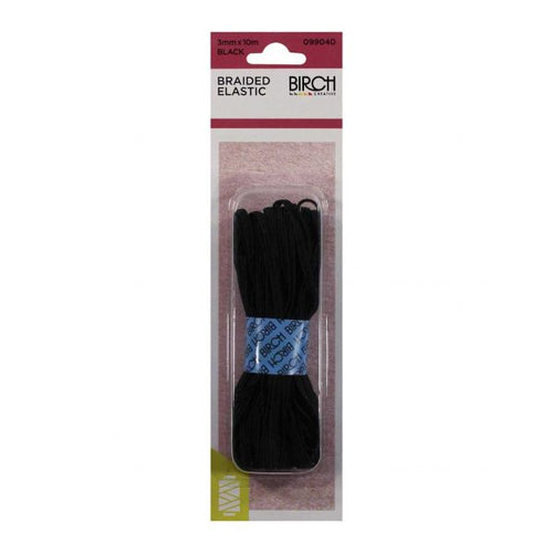 Birch Braided Elastic Black 3mm - 009040