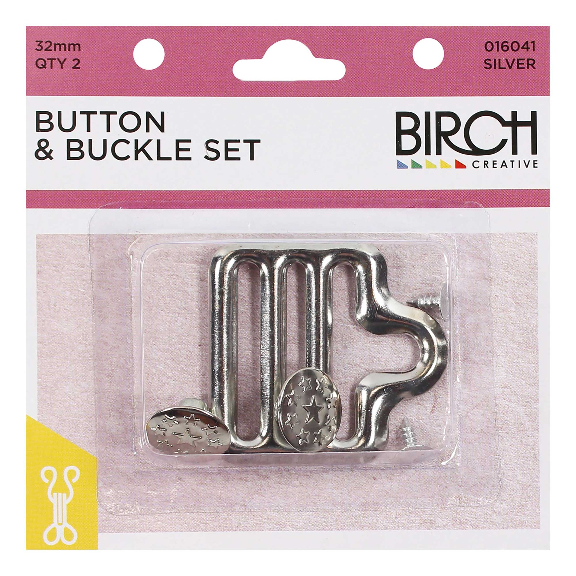 Birch Button and Buckle Set - Silver