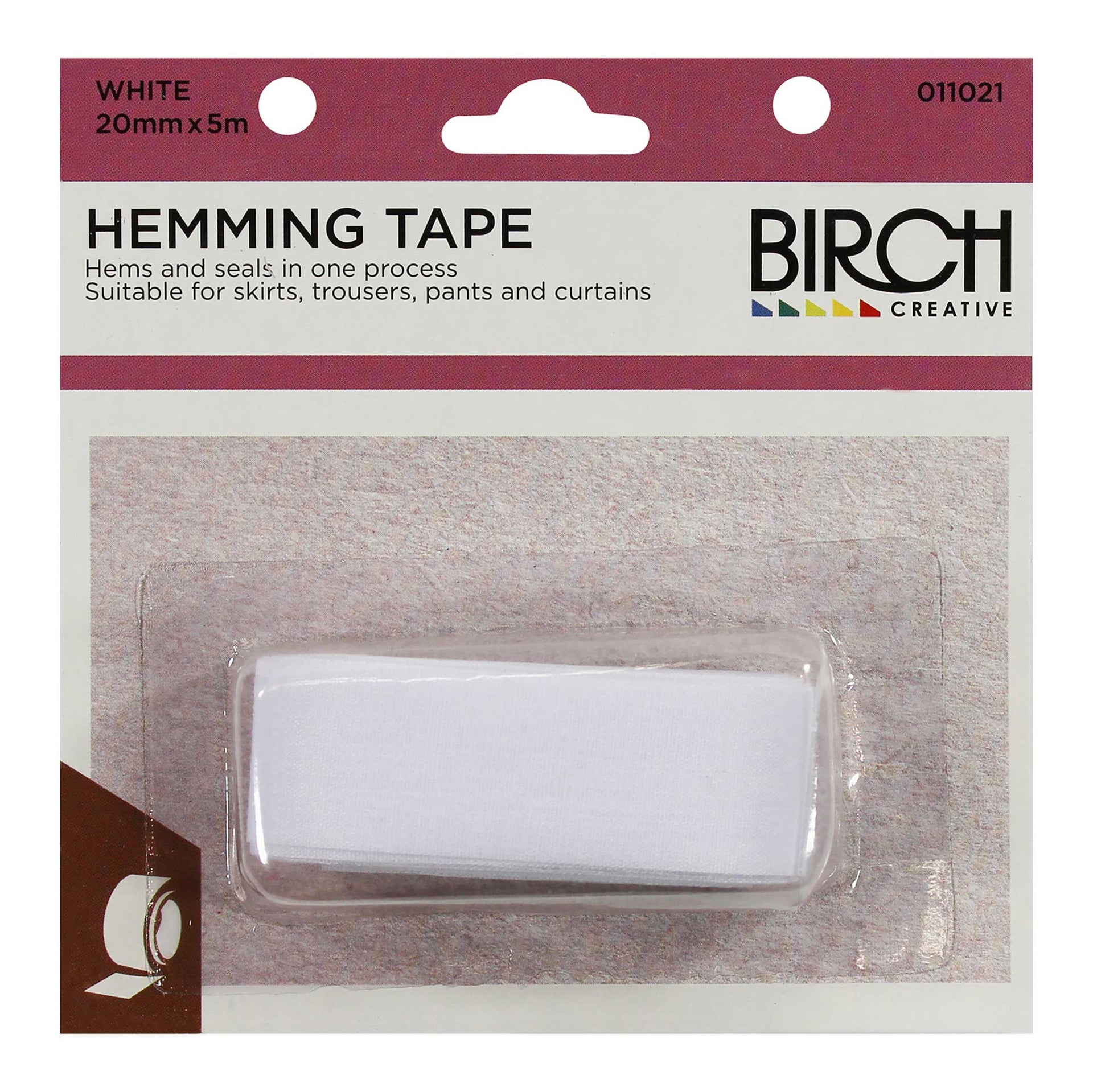 Birch Hemming Tape 20mm x 5m - White