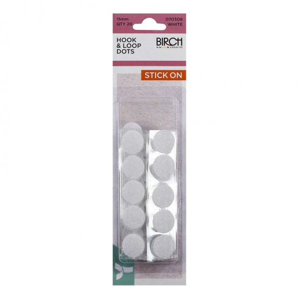 Birch Hook & Loop Dots White - 070308