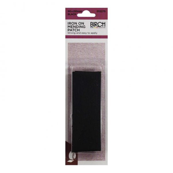 Birch Iron On Mending Patch 90 x 255mm - Black