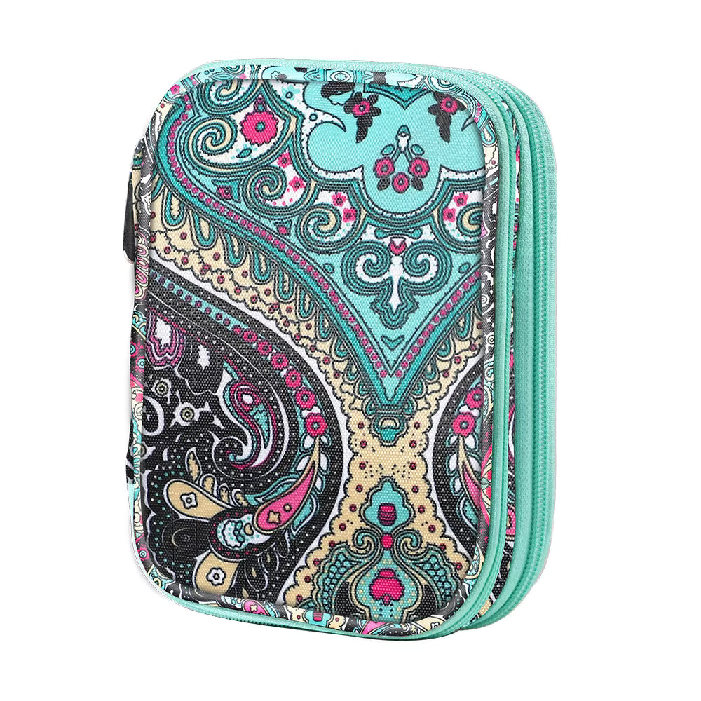 Compact Double Zip Crochet Hook Case - Paisley