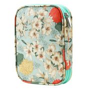 Double Zip Crochet Hook Case - Mint Floral