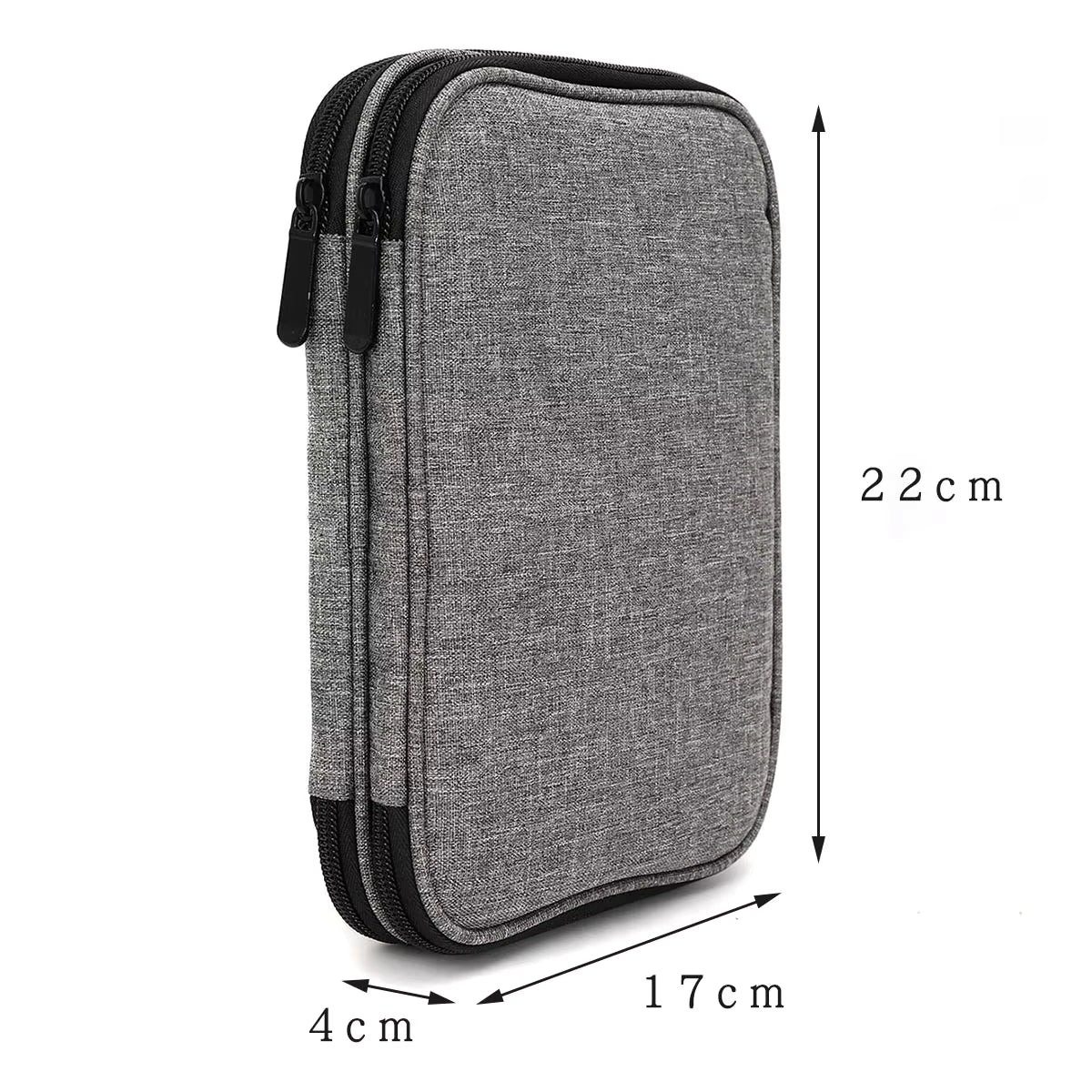 Doulbe Zip Crochet Hook Case - Grey