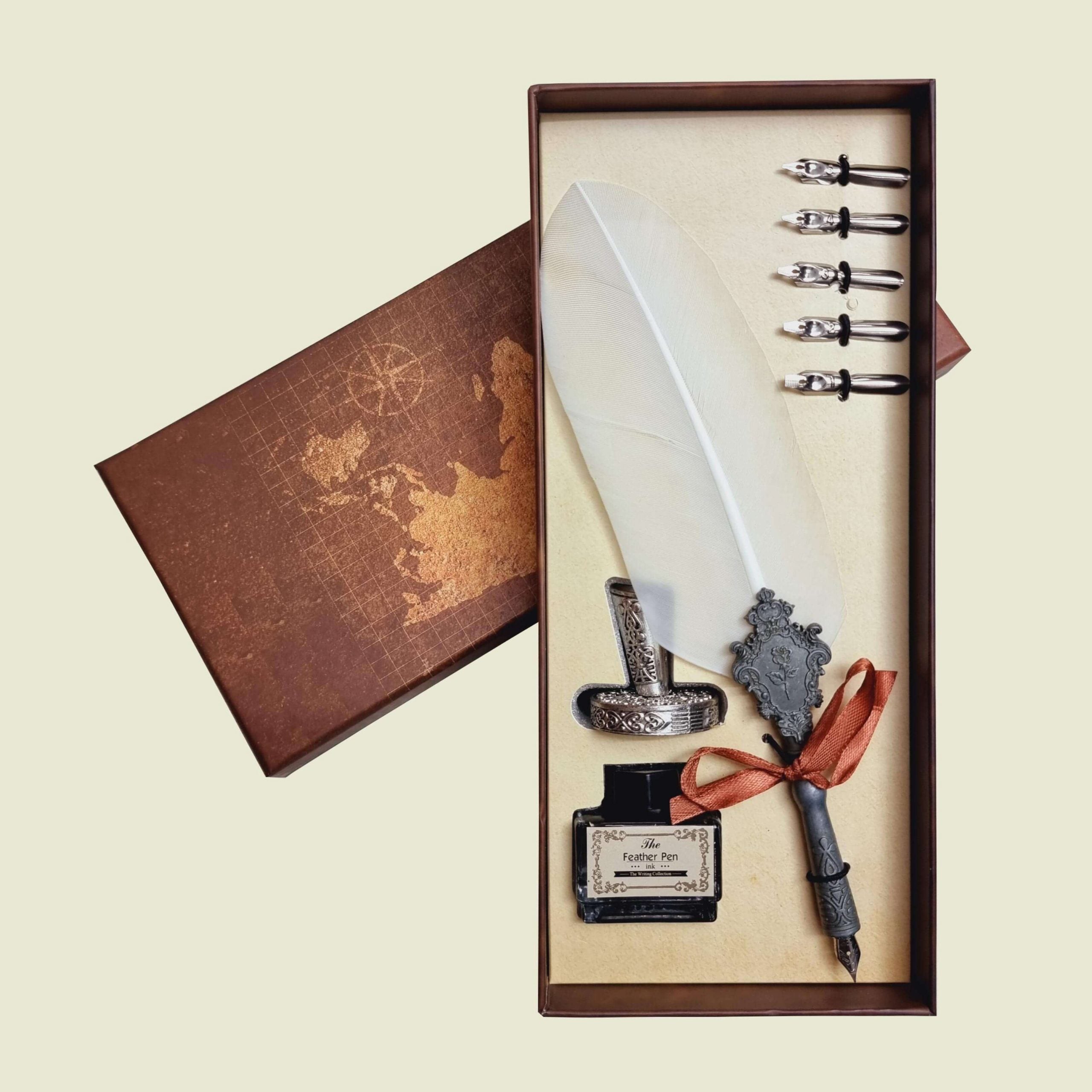 Feather Calligraphy Pen Set - White   