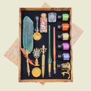 Feather Pen With Wax Stamp Set - Green